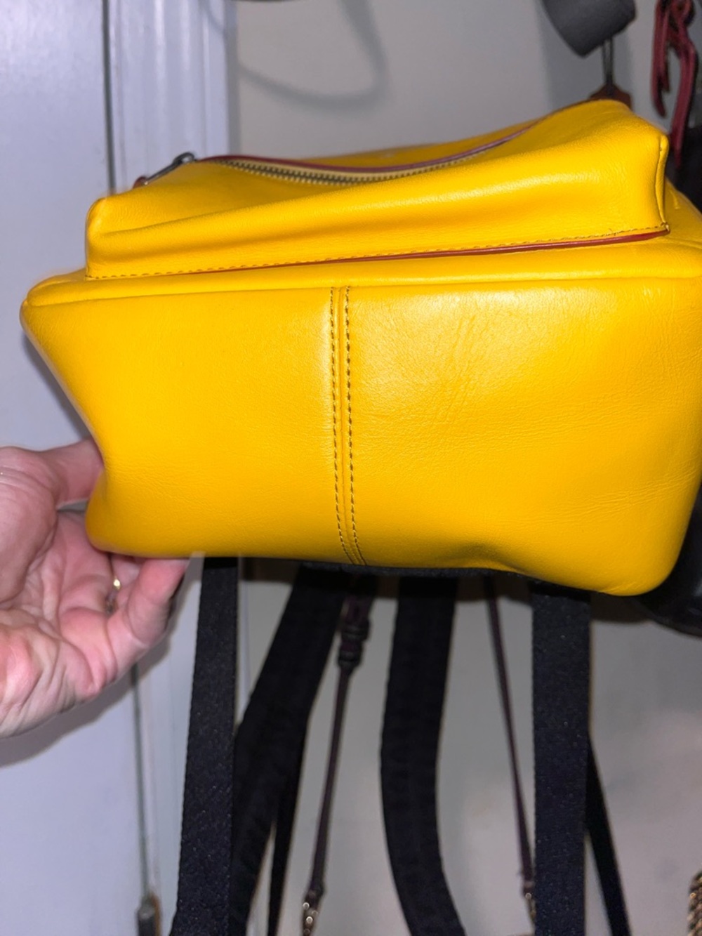 Coach Disney Yellow Leather Mini Backpack with Mickey Skateboard Detail - Picture 5 of 5